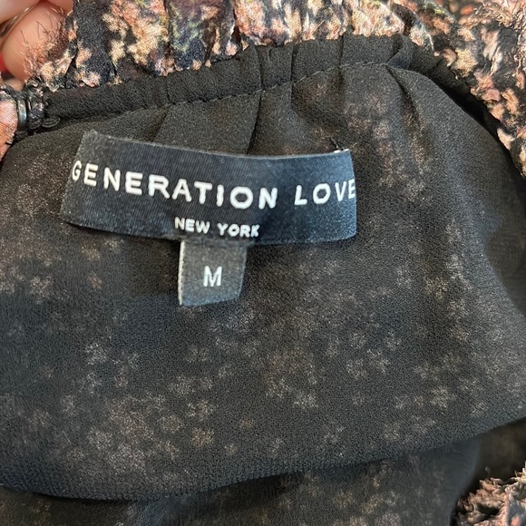 Generation Love Black Floral Print Blouse Size M - Picture 6 of 9